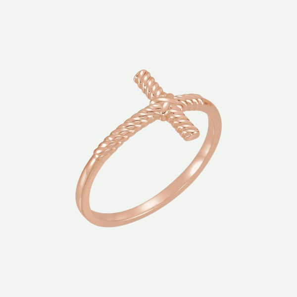 Right Oblique View of Rose Gold FREEDOM Christian Ring For Women