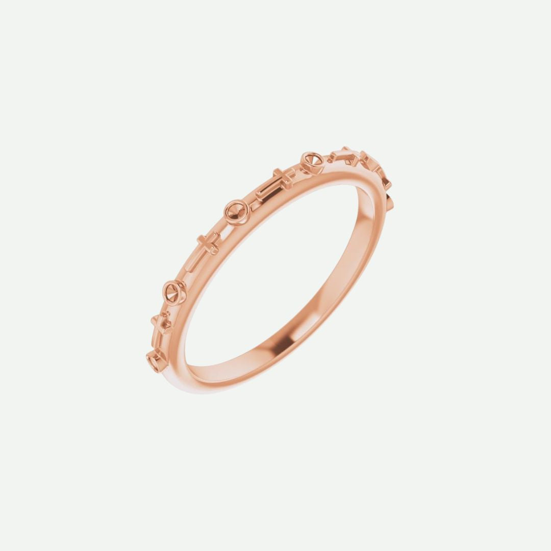 Right Oblique View of Rose Gold GRACE Christian Ring For Women 1.1 mm