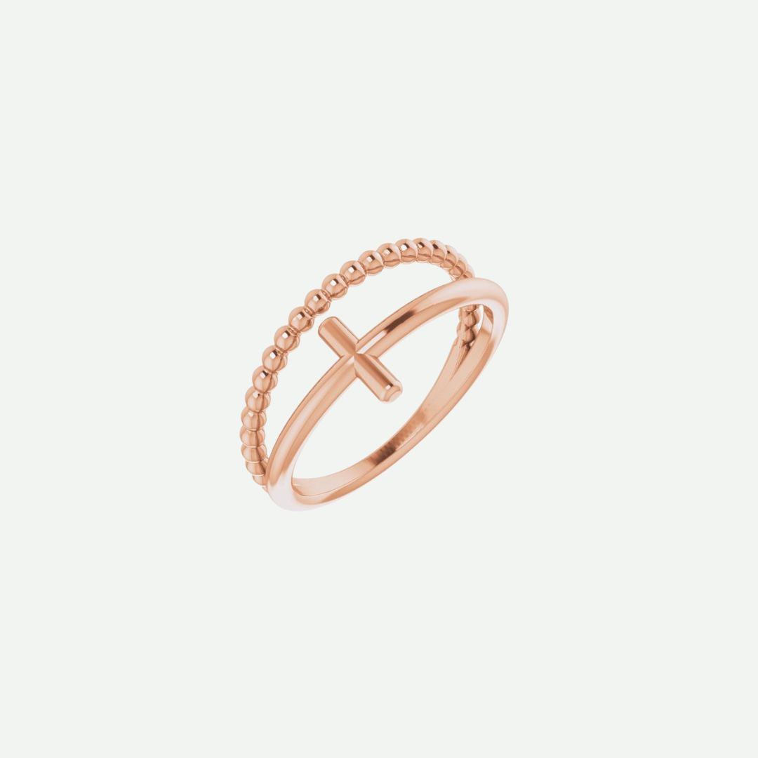 Right Oblique View of Rose Gold PURPOSED Christian Ring For Women