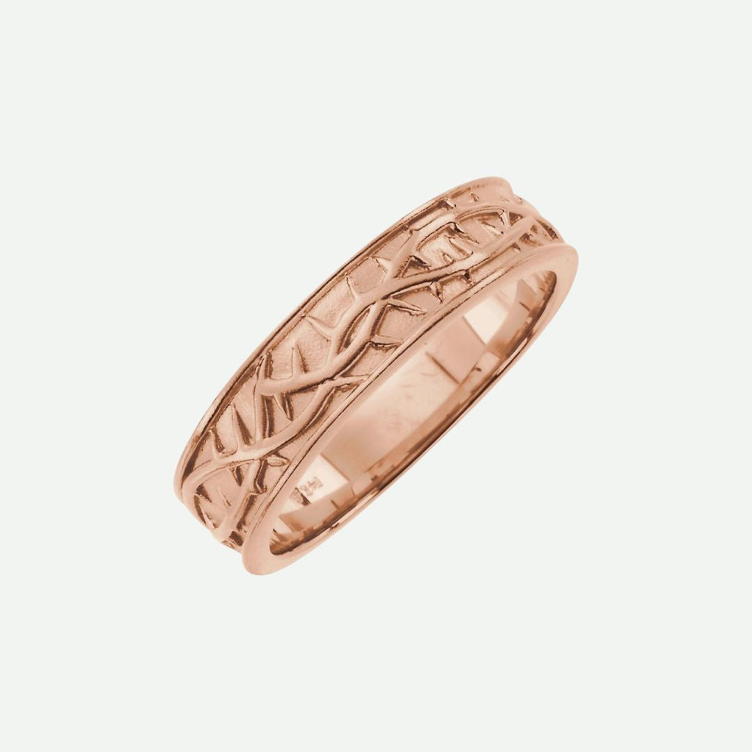 Right Oblique View of Rose Gold THORNS Christian Ring For Men