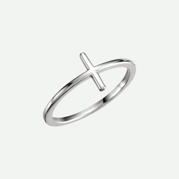 Right Oblique View of Sterling Silver FAITHFUL Christian Ring For Women
