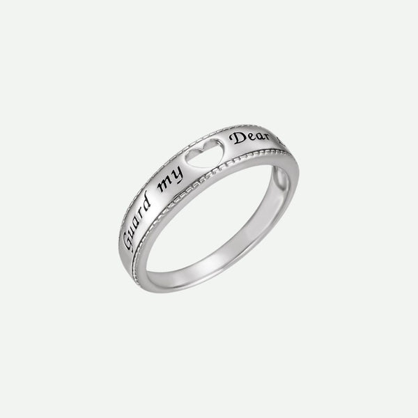 Right Oblique View of Sterling Silver PRUDENCE Christian Ring For Women