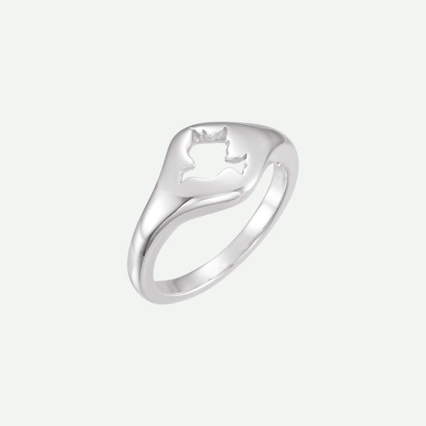 Right Oblique View of Sterling Silver PURETÉ Christian Ring For Women