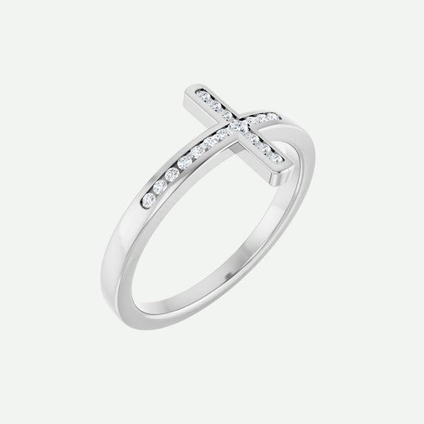 Right Oblique View of Sterling Silver REDEEMED Christian Ring For Women