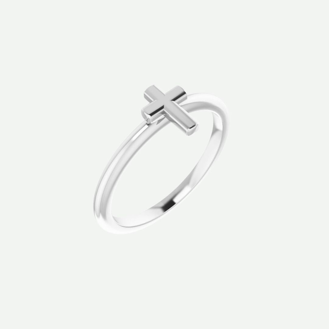 Right Oblique View of Sterling Silver SIMPLICITE Christian Ring For Women