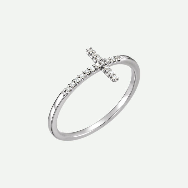 Right Oblique View of Sterling Silver UNBOUND Christian Ring For Women