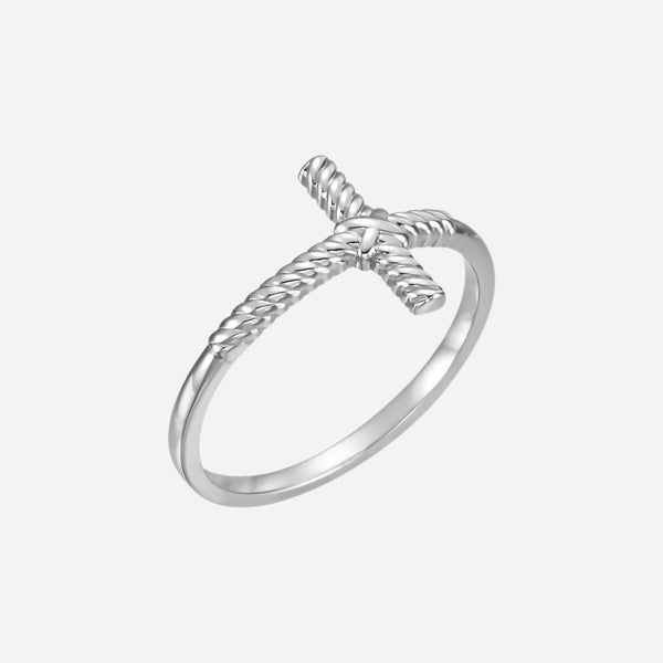 Right Oblique View of White Gold FREEDOM Christian Ring For Women