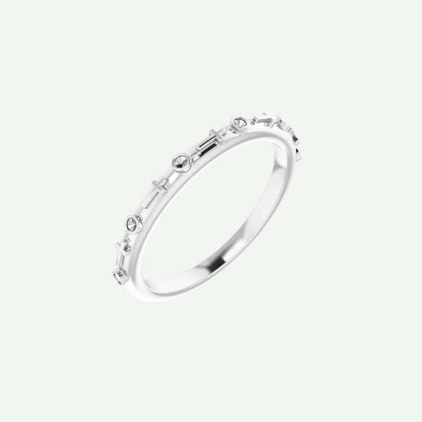 Right Oblique View of White Gold GRACE Christian Ring For Women 1.1 mm