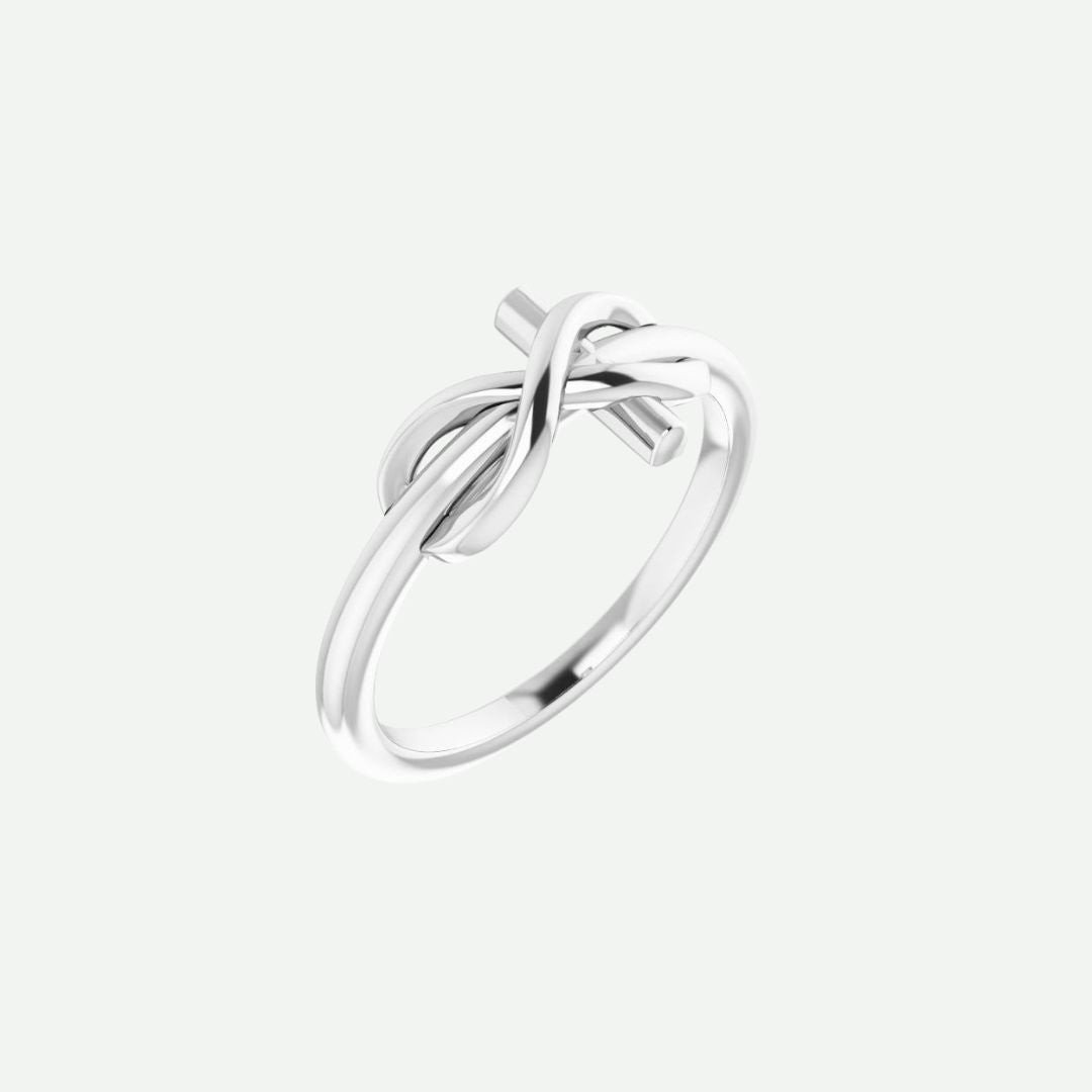 Right Oblique View of White Gold INFINITE LOVE Christian Ring For Women