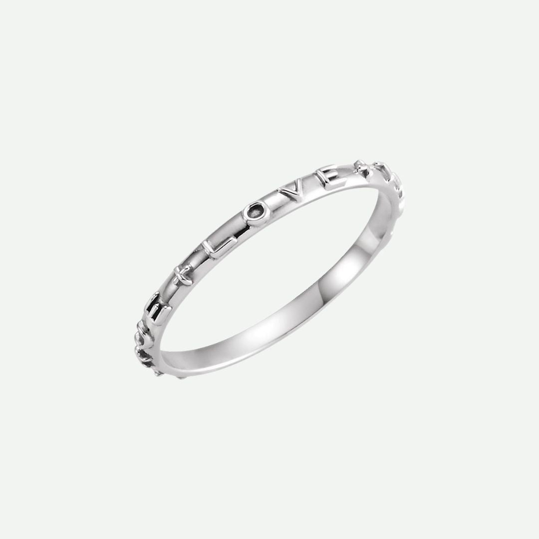 Right Oblique View of White Gold PATIENCE Christian Ring For Women