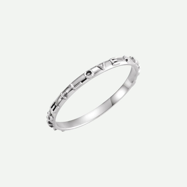 Right Oblique View of White Gold PATIENCE Christian Ring For Women