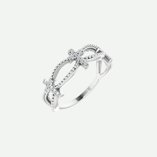 Right Oblique View of White Gold PERFECT LOVE Christian Ring For Women