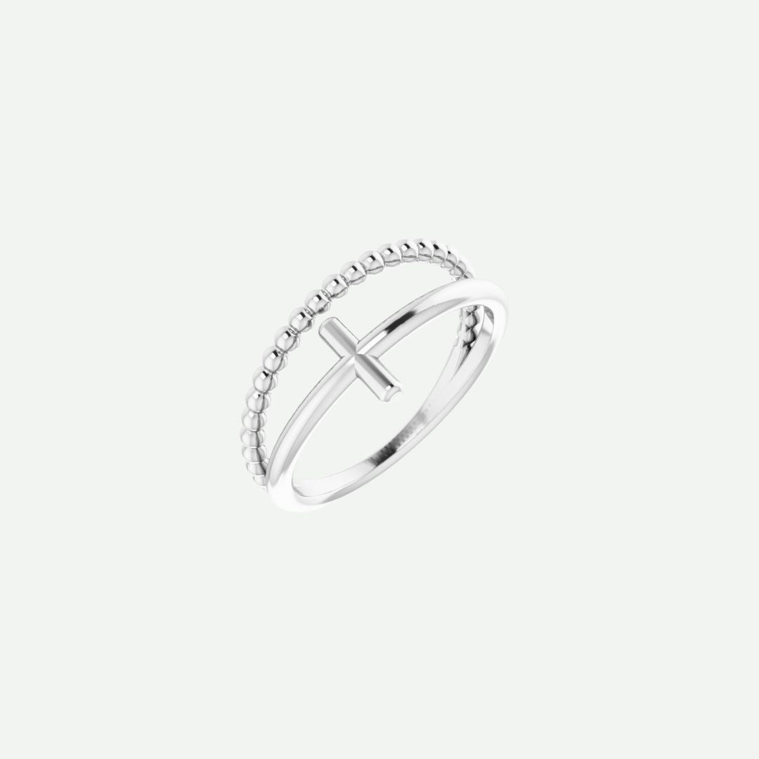 Right Oblique View of White Gold PURPOSED Christian Ring For Women