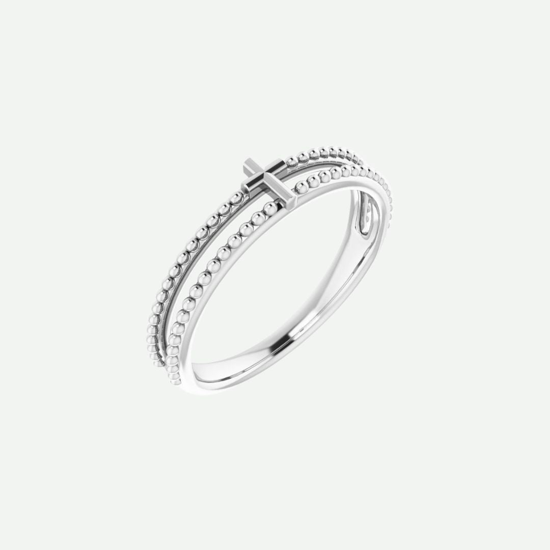 Right Oblique View of White Gold TIMELESS Christian Ring For Women