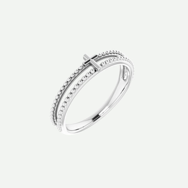 Right Oblique View of White Gold TIMELESS Christian Ring For Women