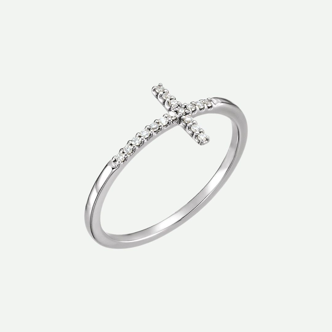 Right Oblique View of White Gold UNBOUND Christian Ring For Women