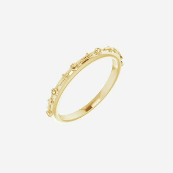 Right Oblique View of Yellow Gold GRACE Christian Ring For Women 1.1 mm