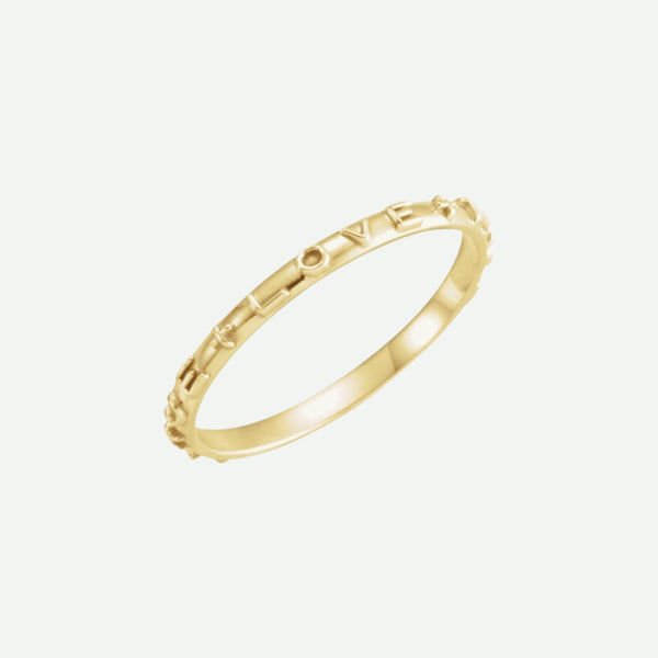 Right Oblique View of Yellow Gold PATIENCE Christian Ring For Women