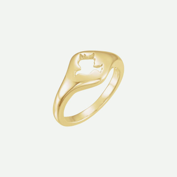 Right Oblique View of Yellow Gold PURETÉ Christian Ring For Women