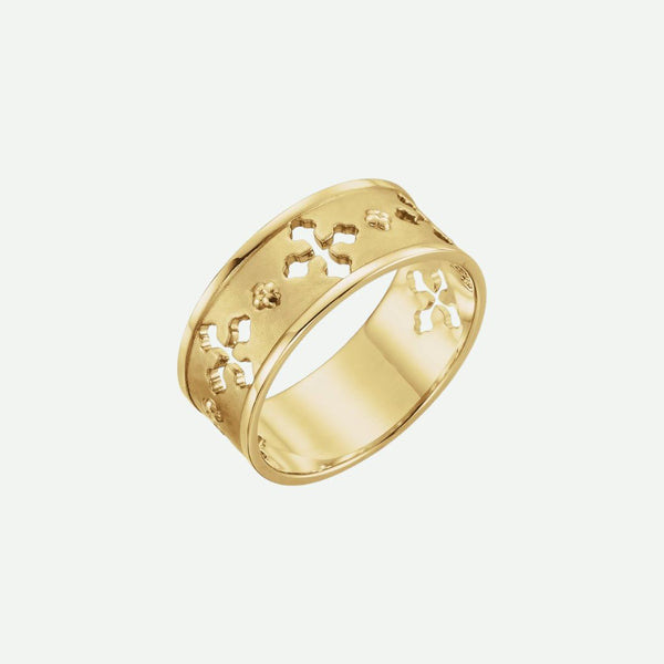 Right Oblique View of Yellow Gold PURE LOVE Christian Ring For Women