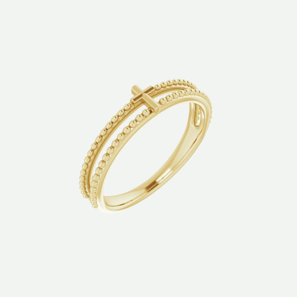 Right Oblique View of Yellow Gold TIMELESS Christian Ring For Women