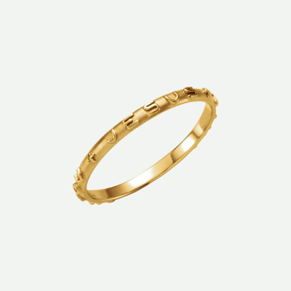 Right Oblique View of Yellow Gold TRUST Christian Ring For Women