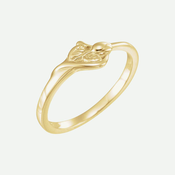 Right Oblique View of Yellow Gold UNBLOSSOMED Christian Ring For Women