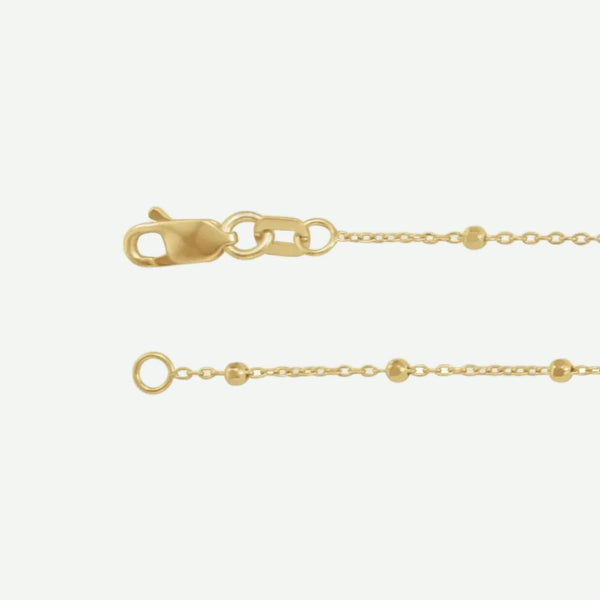 Side View of BEADED CABLE Yellow Gold Chain For Women