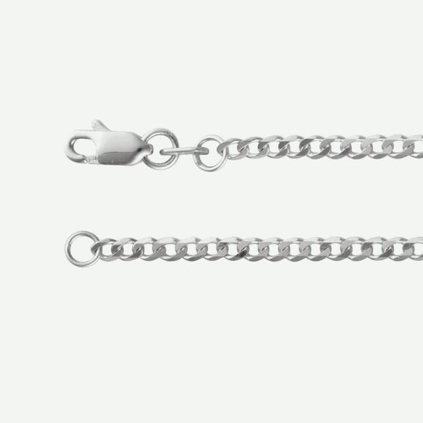 Side view of CURB Sterling Silver Chain