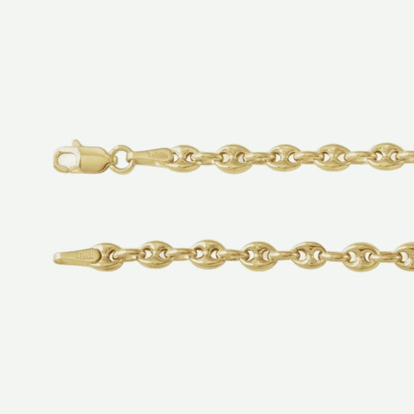 Side view of PUFFED ANCHOR Yellow Gold Chain