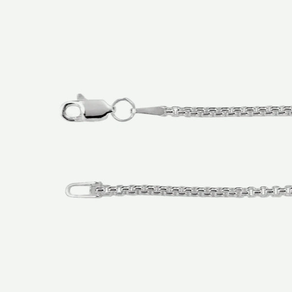 Side view of ROUNDED BOX sterling silver chain