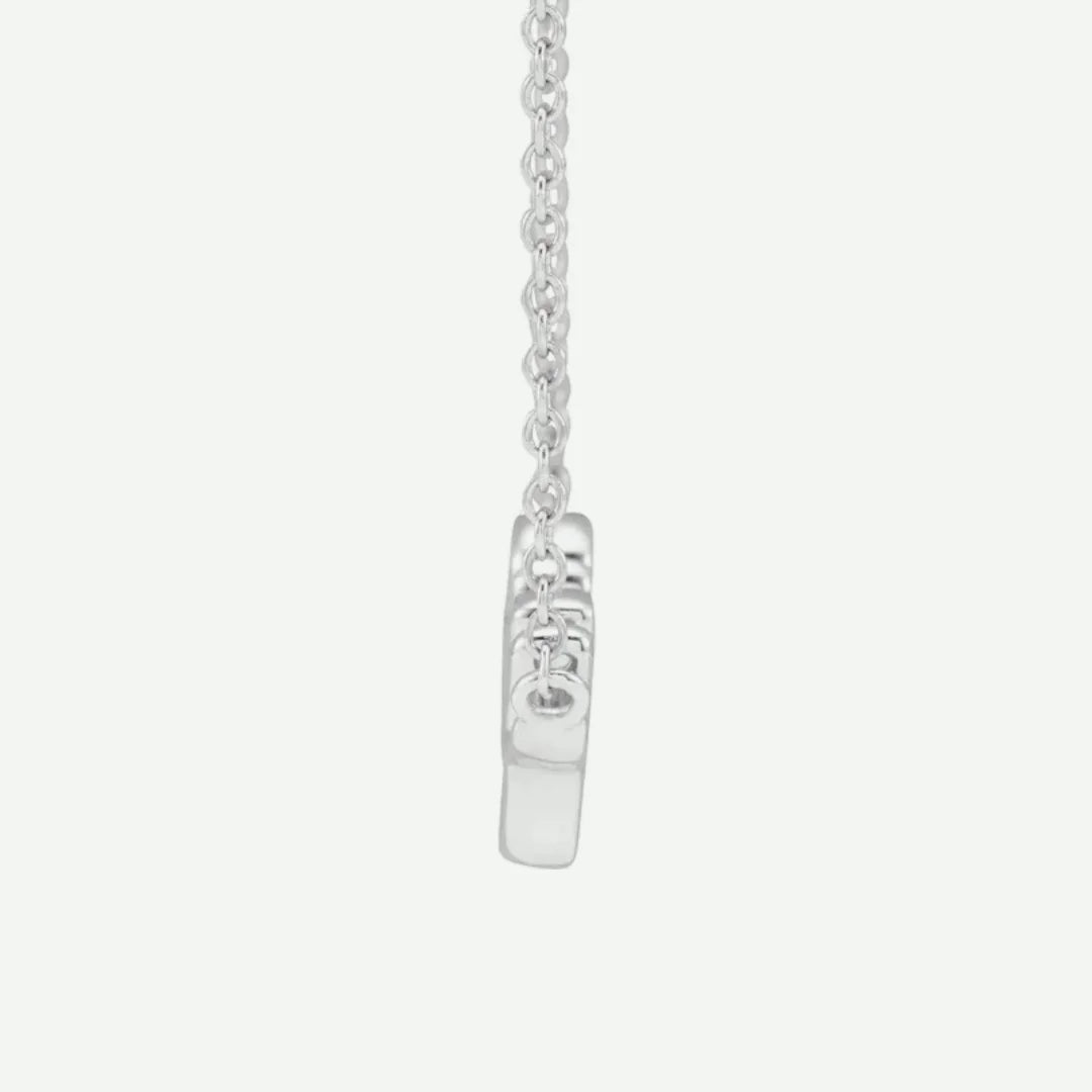 Side View of Sterling Silver PRAY Christian Necklace For Women