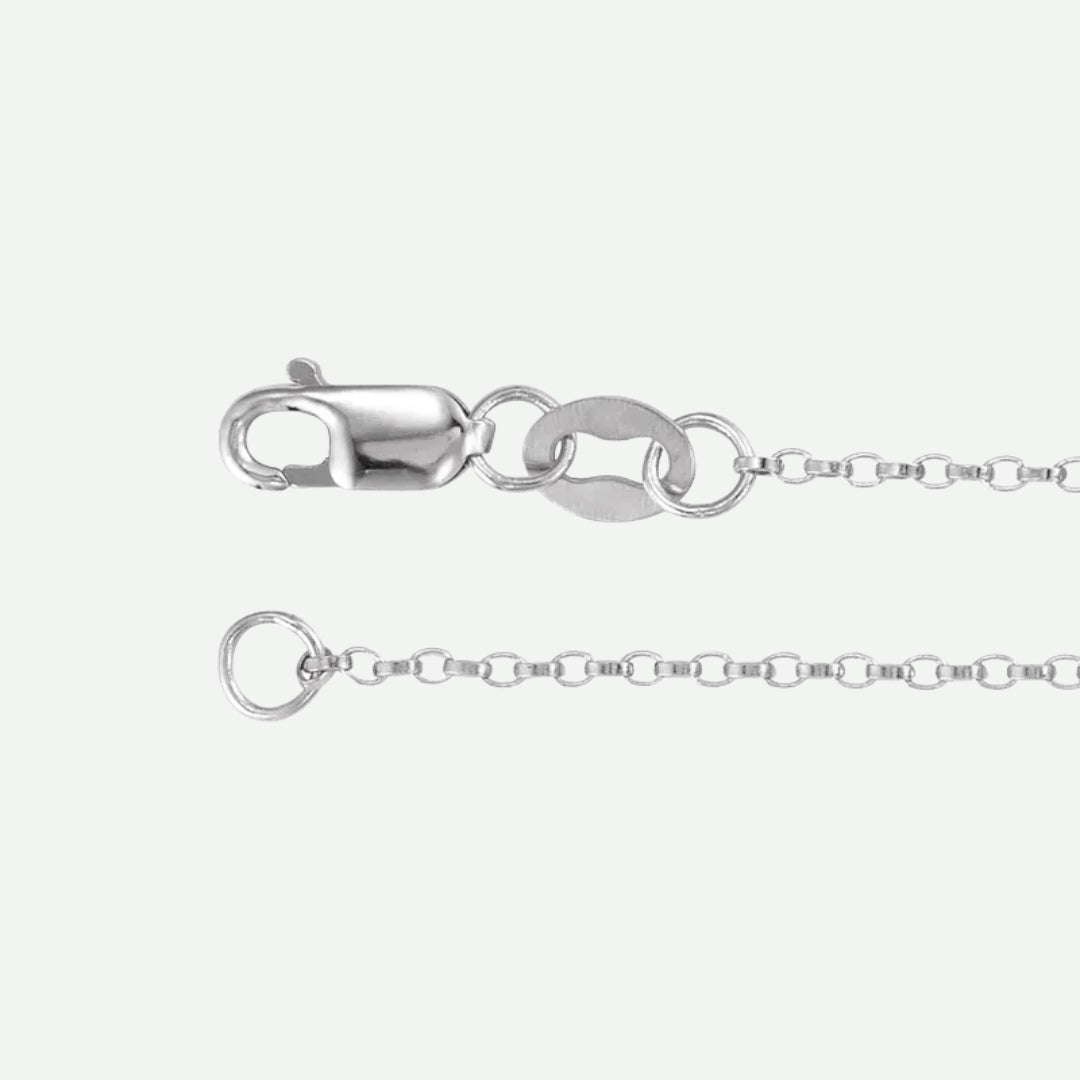 Side View of Sterling Silver ROLO Chain For Women