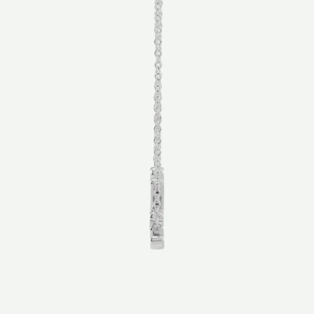 Side View of White Gold BELIEVE Christian Necklace For Women