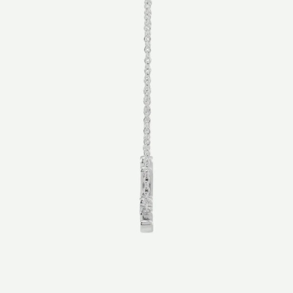 Side View of White Gold BELIEVE Christian Necklace For Women