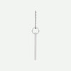 Side view of a 14k white gold engravable necklace with a rectangular pendant on a white background