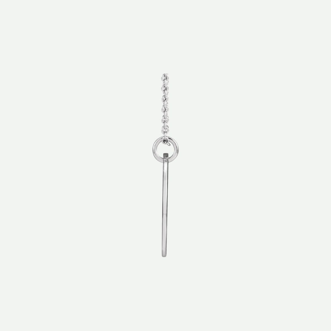 Side view of rose gold PIERCED ‘E’ Christian necklace from Glor-e – radiant women’s jewelry symbolizing love and enduring faith