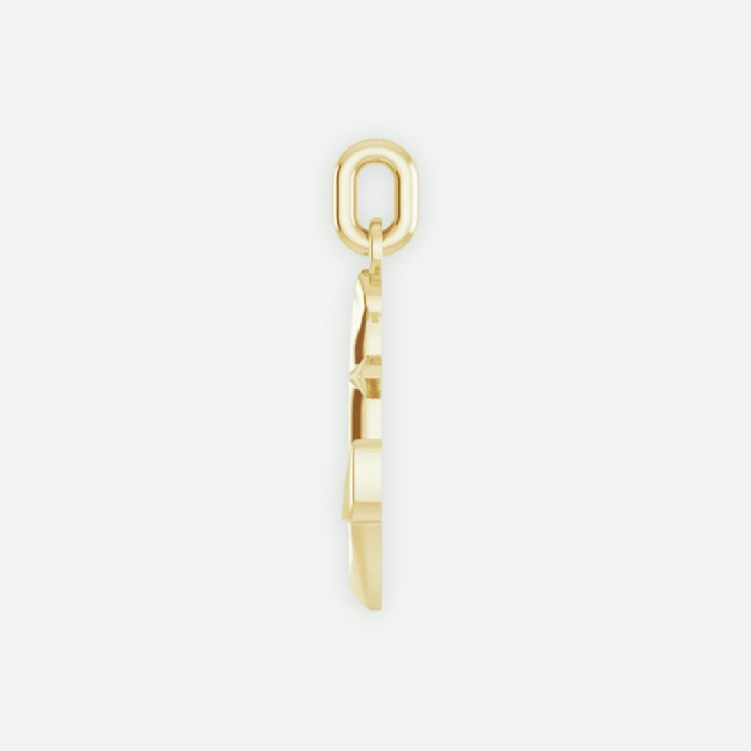 Side View of Yellow Gold ANCHORED Unisex Christian Pendant