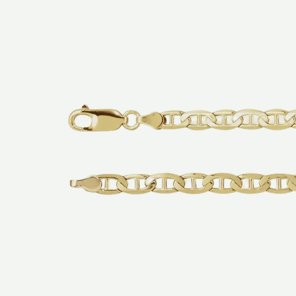 Side View of yellow gold CURBED ANCHOR Chain For Men