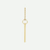 Side view of a 14K yellow gold engravable necklace with a simple pendant on a white background