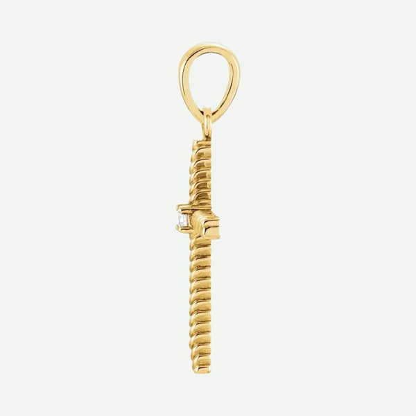 Side View of 1.7 mm Yellow Gold DÉLIVRÉE Christian Pendant For Women