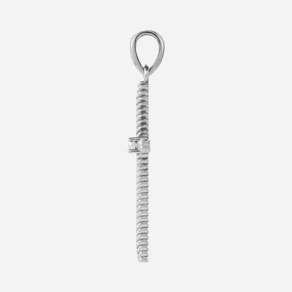 Side View of 2 mm White Gold DÉLIVRÉE Christian Pendant For Women