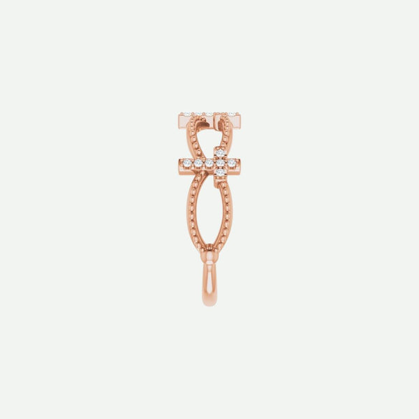 Side View of Rose Gold PERFECT LOVE Christian Ring For Women