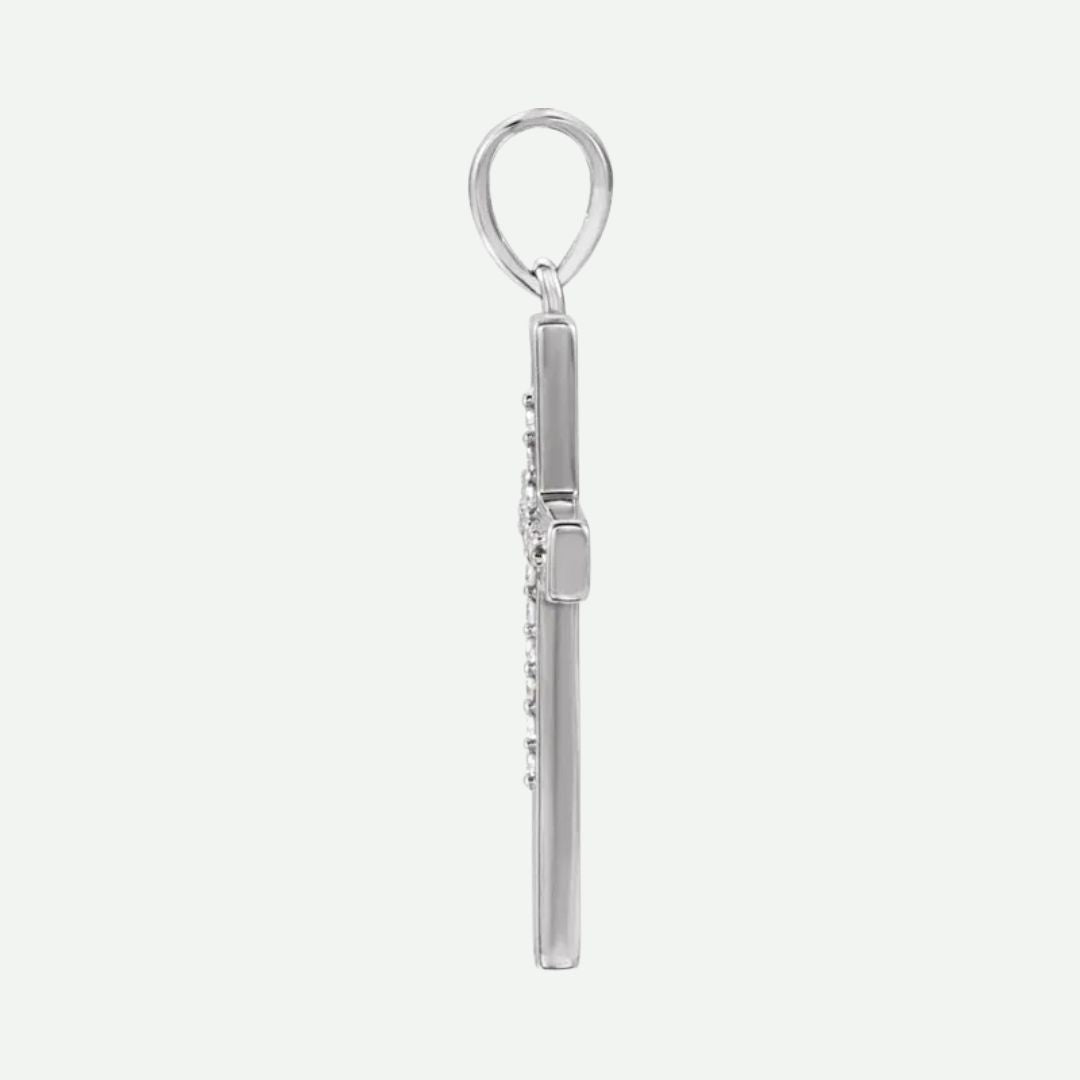 Side View of White Gold CENTRÉE Unisex Christian Pendant