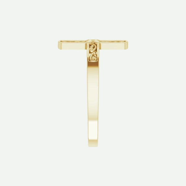 Side View of Yellow Gold BEAUTÉ Christian Ring For Women