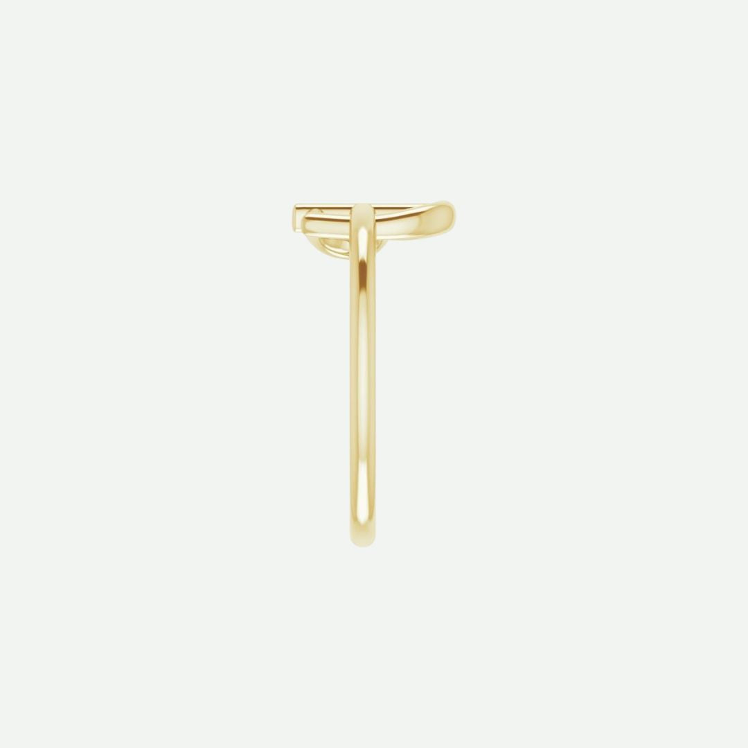 Side View of Yellow Gold FAITH Christian Ring For Women