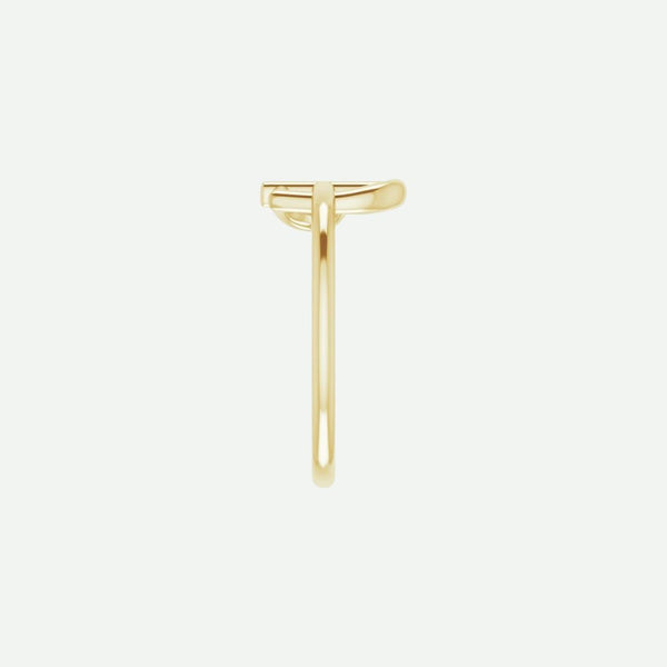 Side View of Yellow Gold FAITH Christian Ring For Women