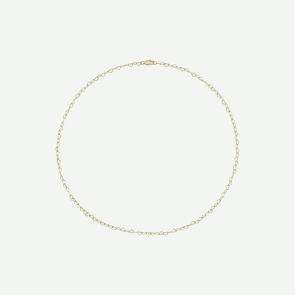 Top View of HEARTED Yellow Gold Chain for Women