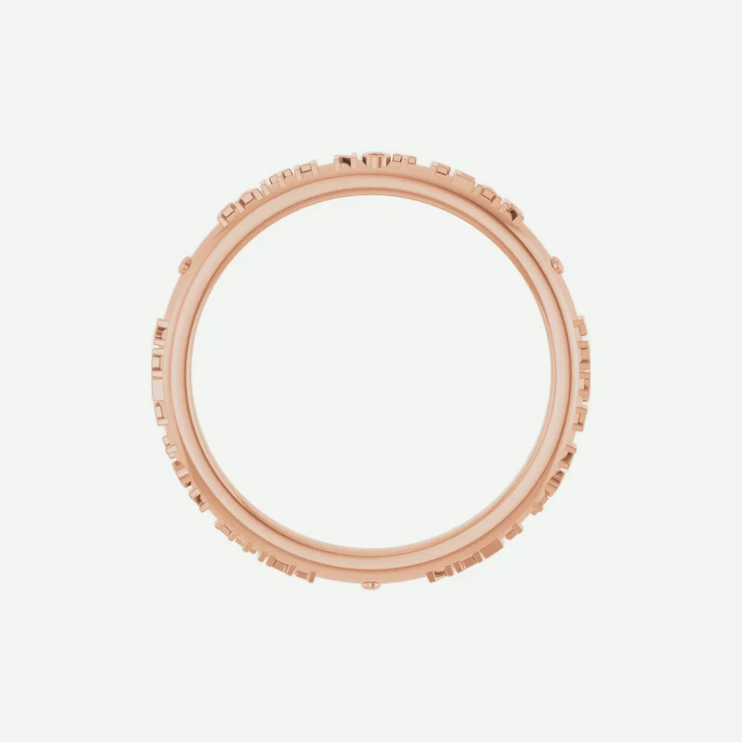 Top View of Rose Gold FNF Christian Ring For Women