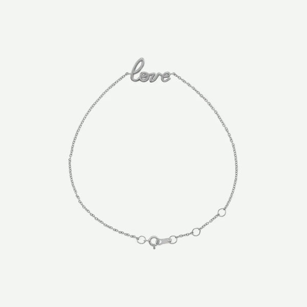 Top View of Sterling Silver LOVE Christian Bracelet for Women